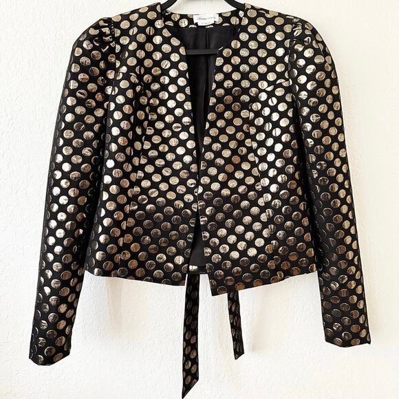 Lovers + Friends Pauline Jacket Cropped Black Metallic Gold Polka Dots Going Out - Picture 5 of 14